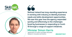 Skillnet Ireland welcomes increase in Government funding in Budget 2021 to help businesses recover from impact of Covid-19 pandemic